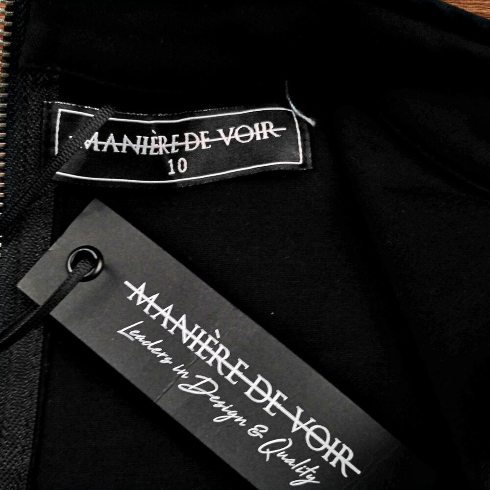 Maniere De Voir Black Garter Suspender Detail Top LARGE Sz 10 Luxury NWT - Picture 5 of 11